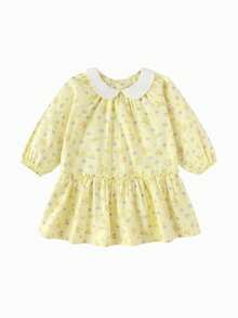 Balabala Girls Woven Dress, Elegant Fit, Soft Fabric, Easy Everyday Styling - Yellow Tone - View 1