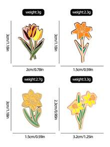 1/4 pièces Broche fleur de jonquille en émail, insigne floral frais, épingle accessoire de vêtement et de sac plante de tulipe, bijou de niche artistique - Multicolore - Voir 4