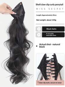 2026 New Satin Triangle Claw Clip Long Curly Ponytail, High-End Voluminous Updo Hairpiece - Multicolor - View 9