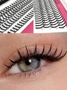 16 Pairs Spiky Fluffy False Eyelashes, Cartoon Style Spiked Cluster Lashes, Fairy Cluster Lashes, 4-In-1 Lash Clusters, 304pcs, 10/12/14/16mm Cluster Lashes Extension, Faux Mink Strip Lashes, Thick Lash Clusters, 60D/80D/100D Mixed Individual Lashes, Full Coverage, DIY Lash Extension At Home