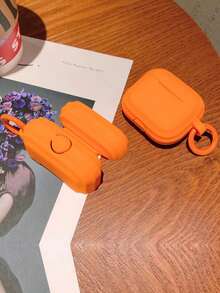 1pc Minimalist Orange Earphone Case Compatible With AirPods 4th Gen, Pro 2nd Gen, Apple Bluetooth Earphones, Silicone Earphone Box For AirPods Pro, 1/2, Personalized 3 Anti-Drop Protective Cover (Earphones Not Included) - Orange - View 3