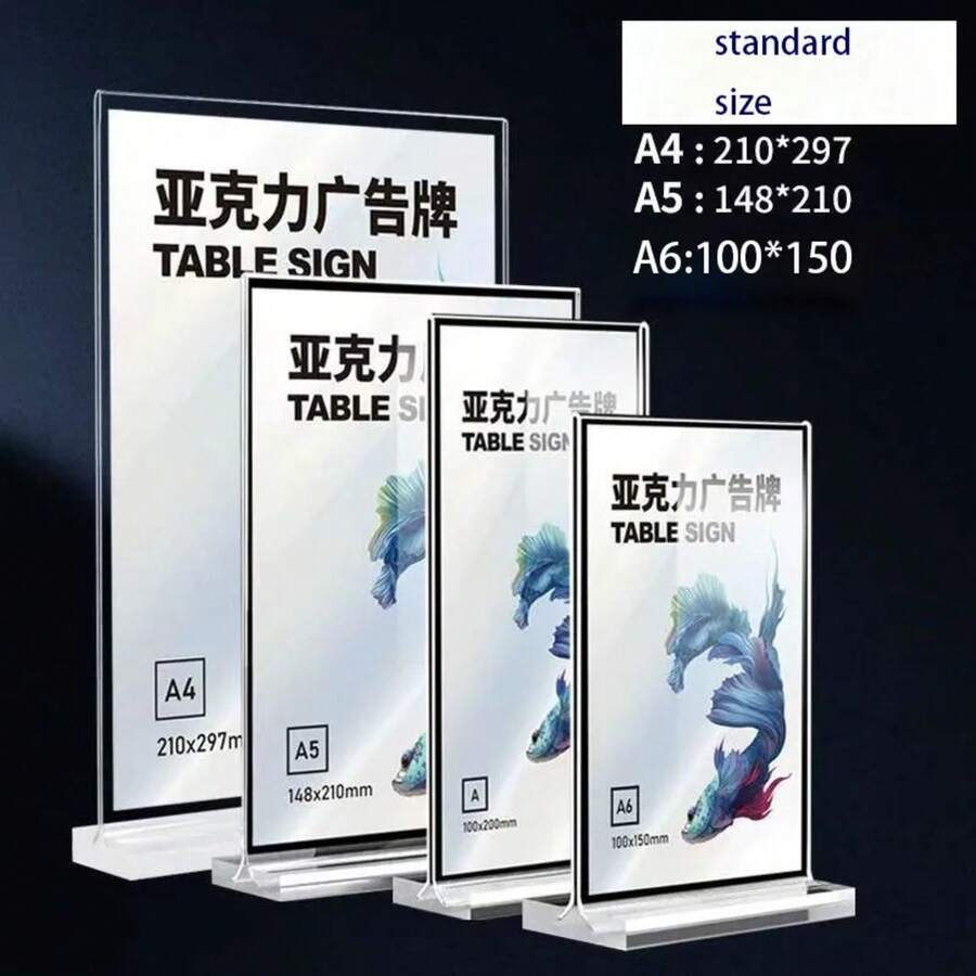 Marco de exhibición de escritorio acrílico, colección de carteles de tarjetas de mesa, soporte de protección de fotos, álbum magnético, postales, soporte de exhibición de recuerdo YCAF - A6 - Ver 1
