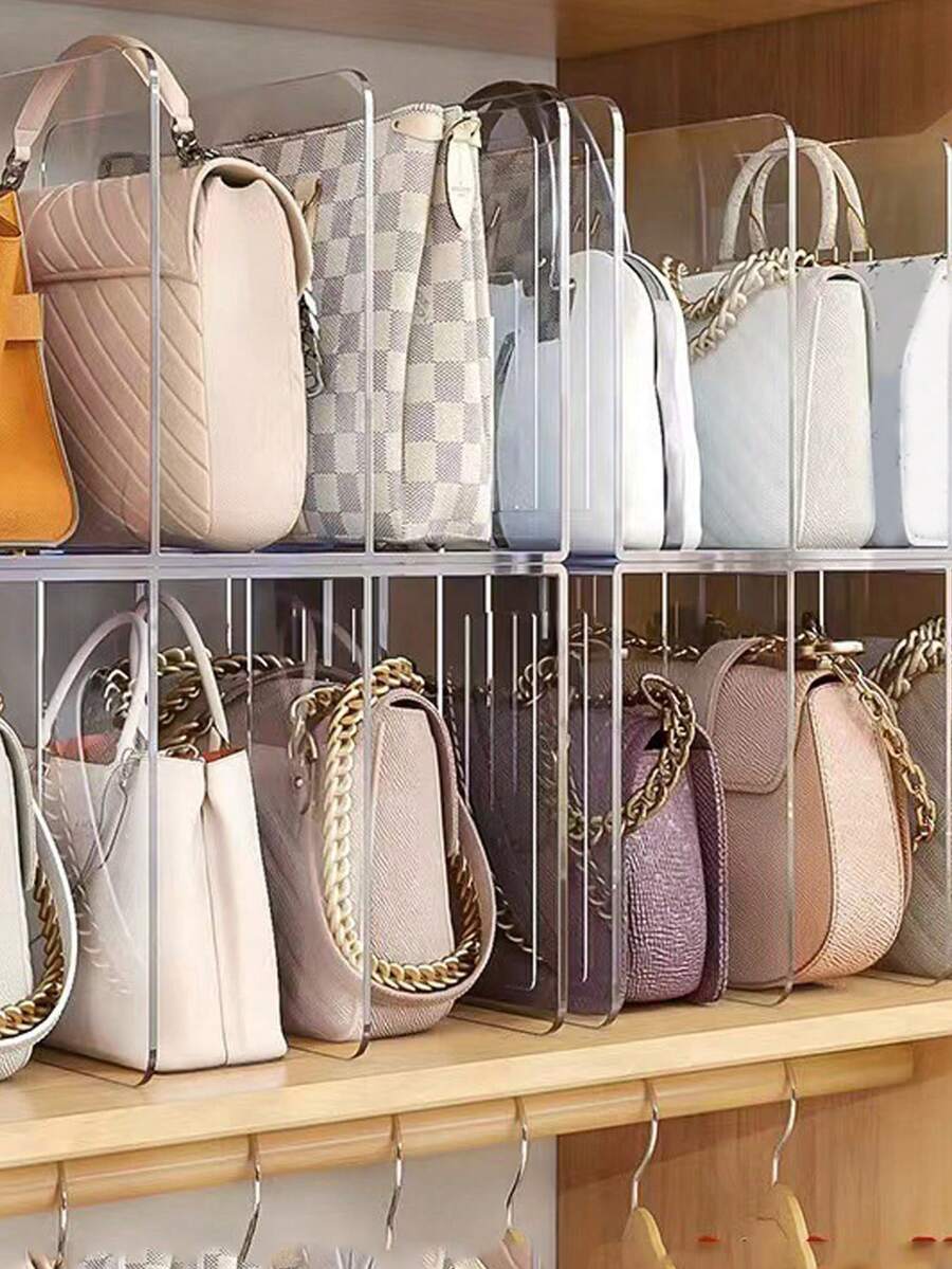 Separator de depozitare din plastic transparent acrilic cu trei/patru sloturi, separator pentru dulap, raft de depozitare pentru eșarfe și genți de mână, raft de organizare. Multifuncțional, versiune îmbunătățită, antiderapantă, instalare rapidă, design îngroșat, potrivit pentru utilizare în dormitoare, vestiare, camere de zi, dulapuri și băi. Păstrați curat și ordonat. Cadou pentru prietenă, colegi de clasă, prieteni. - clar - Vizualizare 1