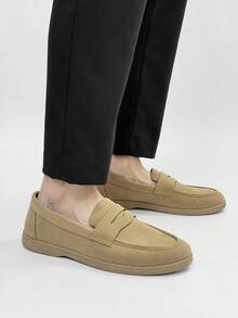 男士莫卡辛鞋，休闲薄底透气乐福鞋，纯色流苏男士多色驾车鞋，宽松鞋，室内街头时尚鞋，乐福鞋，老爹鞋，护士轻便男鞋 - 卡其色 - 查看 7