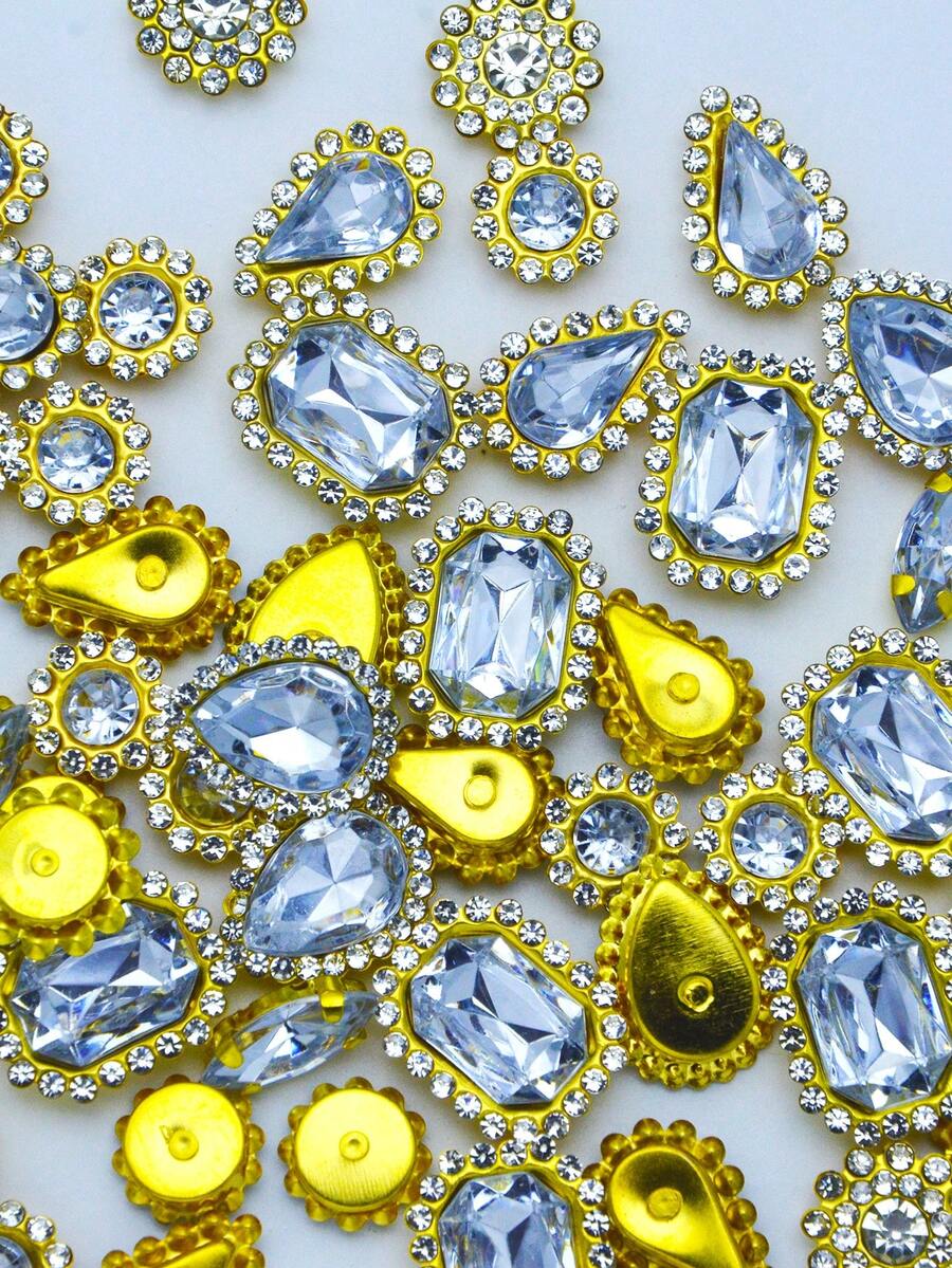 50颗白色手工水钻爪，适用于DIY装饰服装、鞋子、帽子、包包和其他配饰