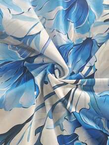 1pc Stretch Digital Floral & Plant Print Chair Cover, Washable High Back Dining Chair Protector, Suitable For Living Room, Home, Restaurant, Party, Holiday Decor - Multicolor - View 7