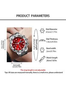 4-Piece Casual Business Men's Quartz Watch Set, Includes Bracelet, Necklace And Ring. Round Dial With Roman Numeral Markers And Alloy Band, An Ideal Gift And Men's Accessory. Silver Fashion Design Showcases A High-End Dark Style, Perfectly Matching Daily Commute Outfits And Eye-Catching Streetwear. - Silver - View 3