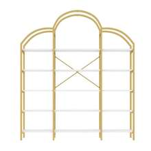 170 X 26 X 190 Cm Regal Im Schlichten Stil, Stahlrohr-MDF-Material, Fünf Schichten Stauraum, Einzigartige Wolkenform, Einfach Zu Montieren Und Zu Reinigen, Gold + Weiß - Gold - View 9