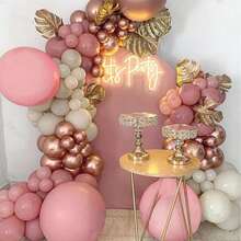 Rose Gold Pink Balloon Set, Includes 38pcs 10-Inch Metallic Rose Gold, Sand White, Vintage Pink Latex Balloons, With Rose Gold Foil Confetti Balloons, Optional Ribbon Matching, Perfect For Birthday, Theme Party, Shower, Wedding, Valentine's Day, Proposal Engagement, Anniversary, Prom, Gender Reveal Decoration And Other Important Holiday Indoor/Outdoor Scenes Photo Props - Rose Gold Multicolor - View 5