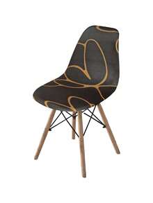 1pc Modern Geometric Pattern Digital Print Removable & Washable Milk Silk Elastic Curved Shell Chair Cover, Suitable For All Seasons - Multicolor - View 8