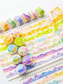 8张/套 梦幻云朵和纸胶带，剪贴簿贴纸，装饰边框，可爱风日记贴纸