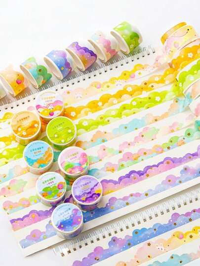 8 st/set Drömlikt moln Washi-tejp, Scrapbooking-klistermärken, Dekorativa kanter, Kawaii-estetik för dagbok