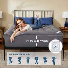 King Mattress Topper, Thick Pillow Top Pad For Back Pain Relief, Cooling Soft Mattress Cover With Deep Pockets 6-18 Inch,37123302 - Mầm xanh - Xem 6