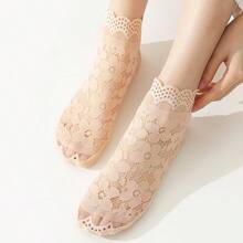 5 Pairs Of Summer Solid Color Large Flower Style Soft, Comfortable And Breathable Women's Socks - Multicolor - View 7