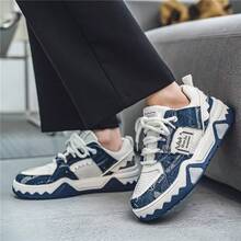New Canvas Shoes Women Casual Shoes Low-Top Breathable Casual Sneakers Versatile Thick Sole Sneakers - White and Dark Blue - View 5
