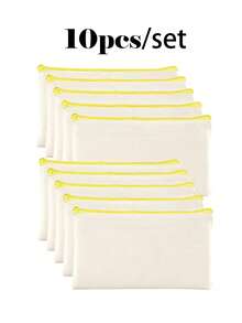 50/20/10/5件套空白帆布铅笔盒，配彩色拉链，DIY工艺绘画空白升华化妆包，洗漱用品收纳袋，学生文具袋，学校用品拉链袋，创意礼品袋，适合生日、节日、母亲节、情人节、开斋节等场合，轻便旅行收纳袋，个人物品收纳袋 - 米色 - 查看 28