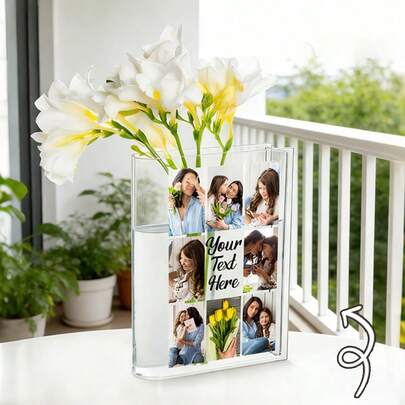 مزهرية على شكل كتاب مصنوعة من الأكريليك مصممة لترتيب الزهور، يمكن تخصيص النص والصور، مزهرية شفافة على شكل كتاب، مناسبة لديكور المنزل والغرفة المعيشية والرف الكتب والغرفة والمكتب. إنها هدية فاخرة لعشاق الكتب، وخيار مثالي للرجال والنساء في عيد الحب.