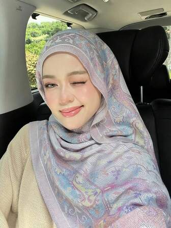 1ชิ้น ผ้าคลุมไหล่ลายดอกไม้สไตล์โบฮีเมียนวินเทจของผู้หญิง ผ้าพันคอฮิญาบผ้าคลุมไหล่กันแดดลำลองสำหรับฤดูใบไม้ผลิ/ฤดูร้อน เหมาะสำหรับใส่ในชีวิตประจำวัน