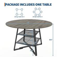 Juego de Mesa Redonda para Comedor de 4 a 6 Personas, Mesa de Comedor Circular con Base de Metal, Mesa Redonda de Madera de, mesas de Cocina de Madera con Estante de - Gris - 42 pulgadas - Ver 2