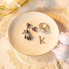 COMMGOAL Ceramic Ring Holder For Jewelry, Jewelry Tray, Ring Dish, Aesthetic Room Decor, Engagement Gifts Bride Gifts Wedding Gifts For Women, White, 4.75"(K) - ColorJ - 查看 1