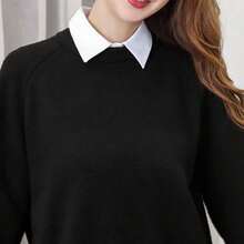 One Size Fake Shirt Collar Dickey For Women, Detachable Button-Up Collar For Layered Outfit Styling - Blue - View 5