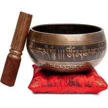 Euuztu Premium Singing Bowl Set – Handmade In Nepal Sound & Meditation Bowl – Spiritual Decor Yoga, Wellness Spaces & Relaxation By Himalayan (Brown & Red) - Turquoise - 查看 6