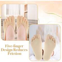 4 Pairs Ortho Toe, Bunion Toe Alignment Socks Toe Sock Women No Show Low Cut Five Finger Sock Women Men Full Toe Yoga Sock - initial - 查看 6