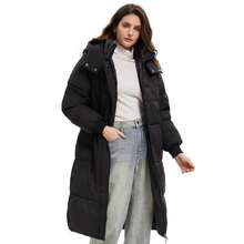 Long Puffer Jacket For Women,2026 Thickened Winter Coat Hooded With Deep Pockets, Ladies Warm Winter Jacket - màu đen - Xem 1