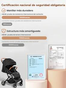 Cochecito de Bebé Unidireccional, Plegable y Portátil, con Asiento Ajustable, Gran Canasta de Almacenamiento y Diseño de Absorción de Impactos, Equipado con Toldo, Portabotellas y Bandeja para Alimentos, Imprescindible para Salidas Familiares con Recién Nacidos y Niños Pequeños