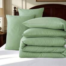 2/3pcs Fashionable Simple Bed Comforter Set(1 Comforter + 1/2 Pillowcases), 100% Polyester Soft Comfortable And Durable Winter Bedding Set,All-Season, Warm Room Decor, Holiday Gift,Christmas Gift - Green-BZ76 - 查看 5