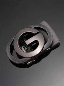 1pc Men's High-Quality Leather Belt With Letter Buckle, Embossed Plaid Pattern, Versatile For Business And Casual Wear, Fashionable And - Multicolor - View 8