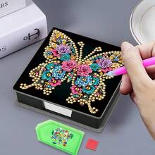 Bộ tranh đính kim cương 5D - Sổ tay/Hộp ghi nhớ họa tiết Mandala 9 ô - Quà tặng thủ công độc đáo, Bộ tranh đính kim cương, Hình tròn bất đối xứng, Quà tặng thủ công độc đáo cho bàn làm việc văn phòng và nhà - Nhiều màu - Xem 6