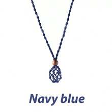 Natural Stone Hand-Woven Net Bag Necklace, Adjustable Retractable Vintage Cord Pendant, Bohemian Style Healing Crystal, Unique Design, Versatile For Daily Wear And Vacation, Great Gift For Friends