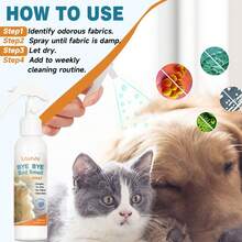 120毫升宠物除臭喷雾——使用方便，可直接喷洒在宠物活动区域或其他表面，适用于犬猫等宠物。4.058液体盎司