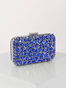 Sparkling And Exquisite Box-Shaped Bag, Elegant And Stylish Clutch, And Gorgeous Royal Blue Rhinestone Chain Bag Are Perfect For Women Attending Parties, Weddings, Dinners, Banquets, And Other Occasions. It Is The Ideal Evening Bag For Party Girls And Ladies. - 寶藍色 - 查看 6