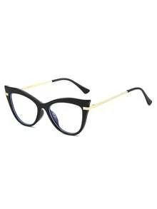 1 retro elegante große Rahmen Katzenauge Mode transparente Brille, lässige personalisierte Damenbrille, geeignet für den täglichen Gebrauch, Rückkehr zur Schulsaison, Urlaubsreisen, College-Stil, Sommer-Strandaccessoires, Damenmode-Accessoires - Schwarz - Übersicht 4