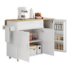 Mobile Storage Islands - White+Natural + MDF + European-1 - View 4