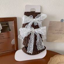 Autumn And Winter Atmosphere Dressing, Layered Socks, Fluttering Straps, Knitted Socks For Women, Cute Calf Stacking Socks For Autumn And Winter - 深灰 - 查看 11