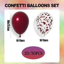20/30pcs 10-Inch Burgundy Latex Balloons With Ribbons & Confetti, Suitable For New Year, Valentine's Day, Birthday Party, Baby Shower, Wedding, Theme Party, Gender Reveal, Cocktail Party, Anniversary, Holidays, Outdoor Celebration Decor - Burgundy - View 7