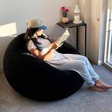 45x45x28 Inflatable Beanless Bean Bag Chair Lounge Sofa - Black - 黑與白 - 查看 2