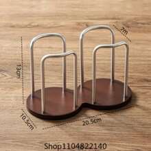 Soporte de almacenamiento de vasos desechables, estante, dispensador de madera para tazas de agua y té con palo más largo, soporte de exhibición de tazas, organizador de suministros - Posición de doble copa - Ver 12