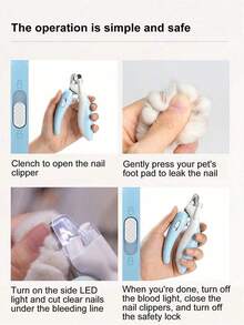 1pc Pet Nail Clipper With LED Light - For Medium & Small Cats/Dogs, Pet Grooming Tool - Multicolor - View 5
