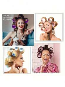 Bộ lô cuốn tóc, 4 kích cỡ với 16 kẹp và 24 lô cuốn tóc - Lô cuốn tự dính cho tóc dài/ngắn, lô cuốn nhiệt cho kiểu tóc chuyên nghiệp như ở salon, bộ dụng cụ tạo kiểu tóc, dụng cụ làm tóc cho tiệm cắt tóc, dụng cụ làm đẹp du lịch thiết yếu, sản phẩm chăm sóc tóc, bộ dụng cụ tạo kiểu tóc và phụ kiện tóc. - Nhiều màu - Xem 10