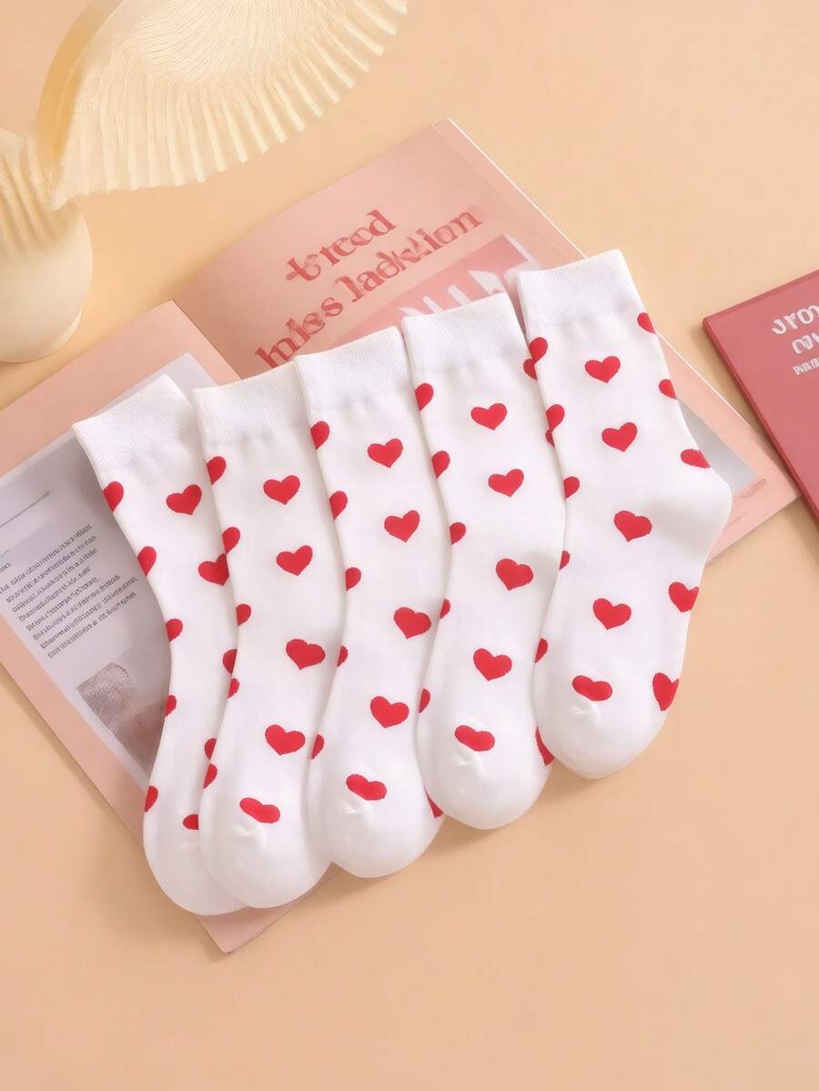 3/5/10 đôi tất ống ngắn hình trái tim màu trơn đơn giản và thời trang dành cho nữ, mềm mại, thoải mái, thoáng khí, phù hợp với mọi mùa, dễ thương, tươi mới và giản dị, thích hợp cho mặc hàng ngày. - Nhiều màu - Xem 1