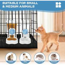 Paquete de 2 dispensadores automáticos de agua para alimentos para mascotas, alimentador automático de conejos y dispensador de agua para jaula, tazón de comida y agua para gato, conejo, chinchilla, - Azul - Ver 6
