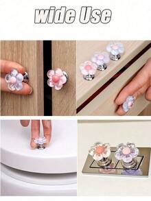 3/1件卡通花朵造型马桶冲水把手，花朵设计马桶冲水按钮，马桶水箱按钮，花朵造型马桶按压按钮，马桶冲水按钮按压工具，创意花朵造型橱柜把手：易于按压，时尚浴室配件，增添优雅氛围，适合长指甲设计，秋季浴室装饰。 - 彩色 - 查看 6