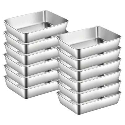 Set Of 12 Rectangular Meal Prep Containers, Steel With See-Through Lids, Stackable & Healthy Portion Control Storage
