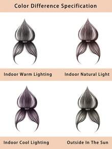 无缝手工编织假发，头顶蓬松隐形接发，中分，自然优雅造型，刘海假发，蓬松额前假发遮盖白发，发夹式，爪夹，发卡，发夹，女士发饰 - 彩色 - 查看 5