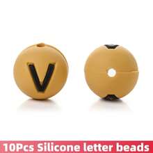 10/26pcs Earthy Tone Round A-Z Silicone Letter Beads - DIY Personalized Jewelry Making Kit, Craft Supplies For Name Bracelets, Keychains, Pendants, ID Lanyards And Bead Pens - Multicolor - View 27