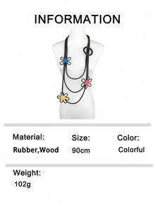MARLIWOO 1pc Bohemian Style Colorful Floral Accessory Vintage Handmade Fashion Necklace For Women - Multicolor - View 12